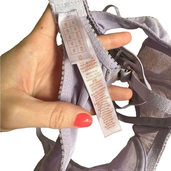 Savage X Fenty Purple Flocked Logo Mesh Unlined Bra - Picture 13 of 16